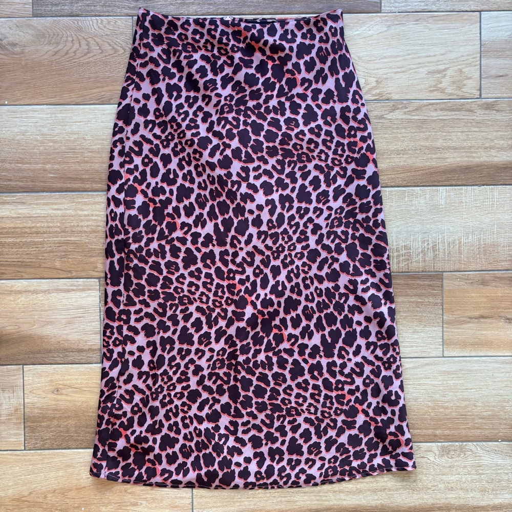 The Fifth Label Pink Cheetah Print Midi Skirt